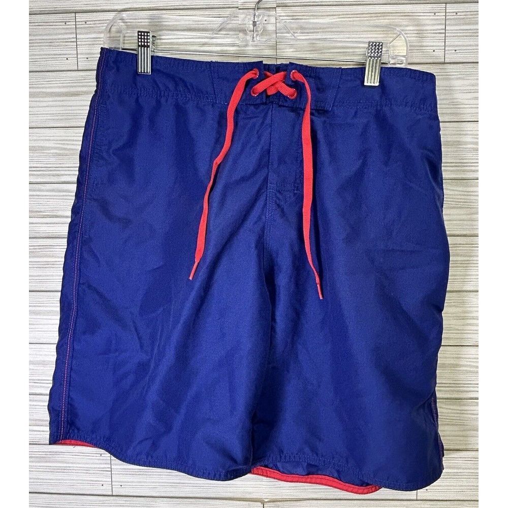Johnnie-O Men's‎ Blue 90 H20 Swim Surf Board Shorts UnLined Blue Sz L Red Tie